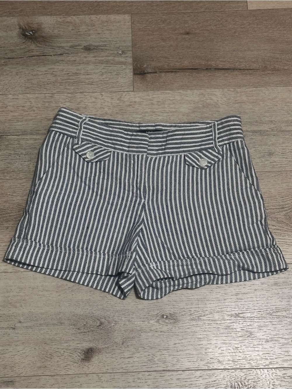 Abs Platinum Black & White Striped Bermuda Shorts